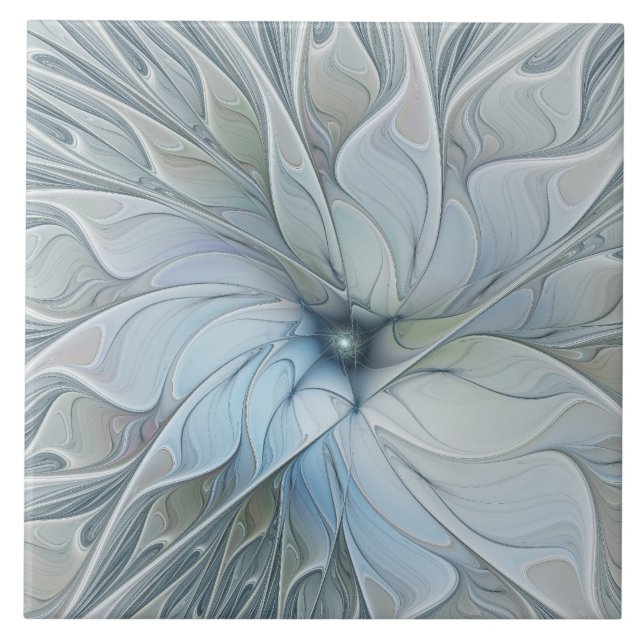 Elegant Beauty Modern Abstract Fractal Art Flower Ceramic Tile (Front)