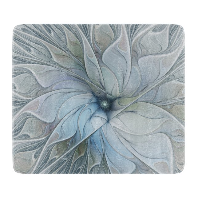 Elegant Beauty Modern Abstract Fractal Art Flower Cutting Board (Front)