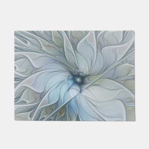 Elegant Beauty Modern Abstract Fractal Art Flower Doormat