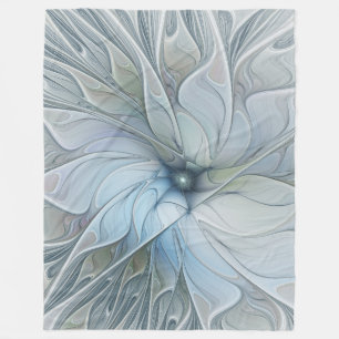 Elegant Beauty Modern Abstract Fractal Art Flower Fleece Blanket