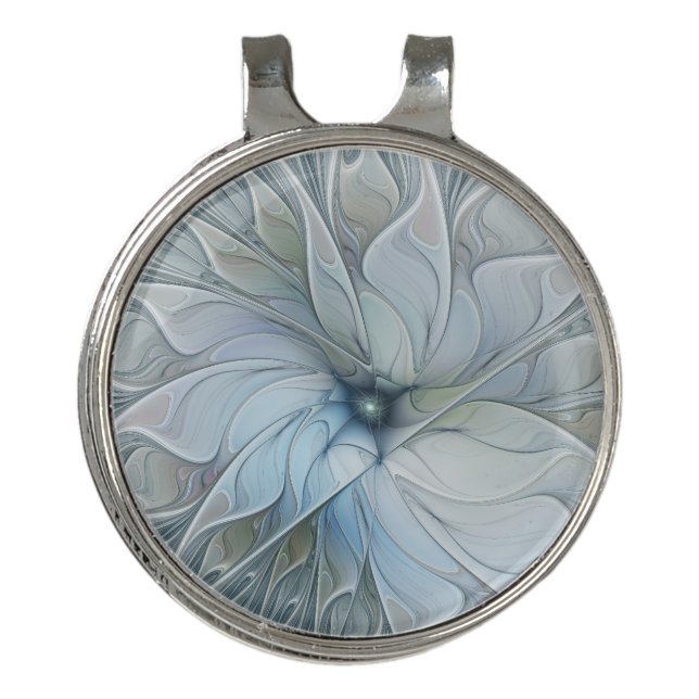 Elegant Beauty Modern Abstract Fractal Art Flower Golf Hat Clip (Front)