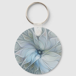 Elegant Beauty Modern Abstract Fractal Art Flower Keychain