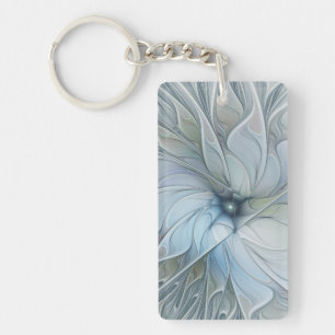 Elegant Beauty Modern Abstract Fractal Art Flower Keychain