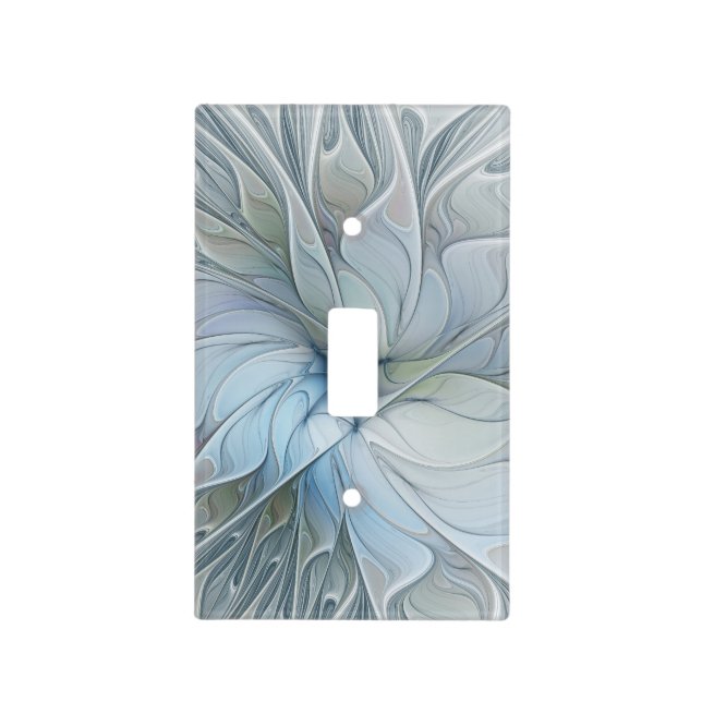 Elegant Beauty Modern Abstract Fractal Art Flower Light Switch Cover (Front)