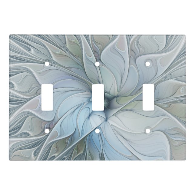 Elegant Beauty Modern Abstract Fractal Art Flower Light Switch Cover (Front)