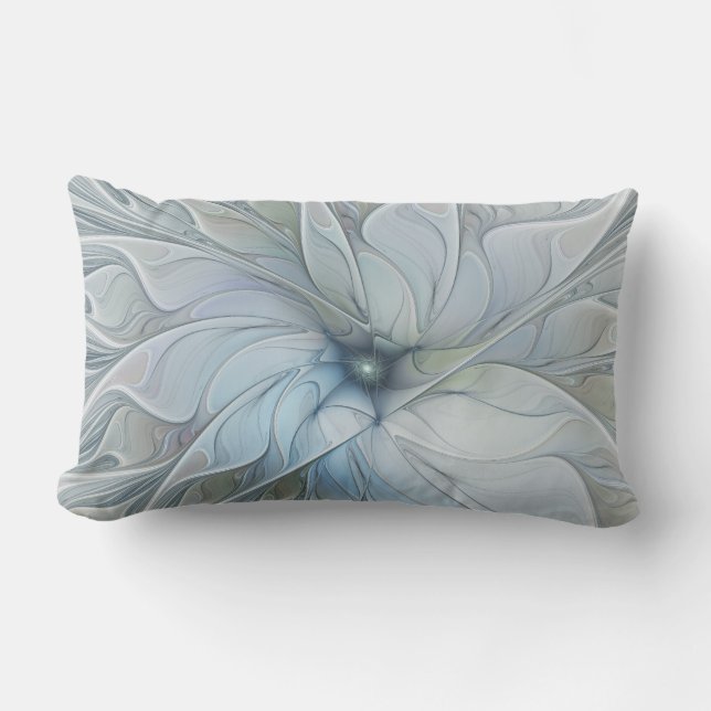 Elegant Beauty Modern Abstract Fractal Art Flower Lumbar Pillow (Front)