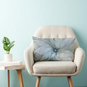Elegant Beauty Modern Abstract Fractal Art Flower Lumbar Pillow