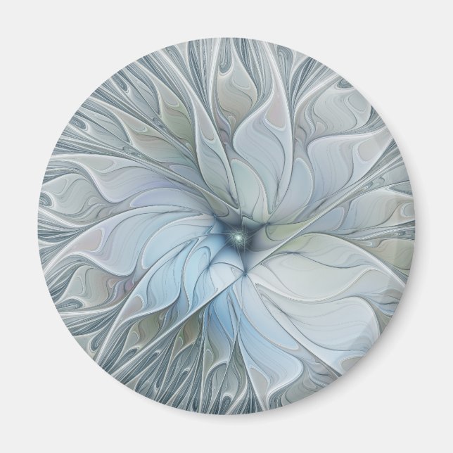 Elegant Beauty Modern Abstract Fractal Art Flower Magnet (Front)