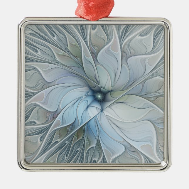 Elegant Beauty Modern Abstract Fractal Art Flower Metal Ornament (Front)
