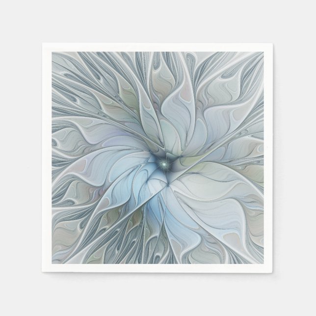 Elegant Beauty Modern Abstract Fractal Art Flower Napkins (Front)