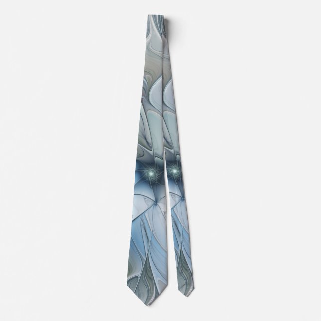 Elegant Beauty Modern Abstract Fractal Art Flower Neck Tie (Front)