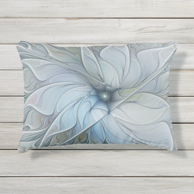 Elegant Beauty Modern Abstract Fractal Art Flower Outdoor Pillow (Front)