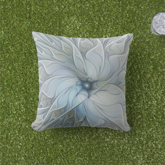 Elegant Beauty Modern Abstract Fractal Art Flower Outdoor Pillow (Grass)