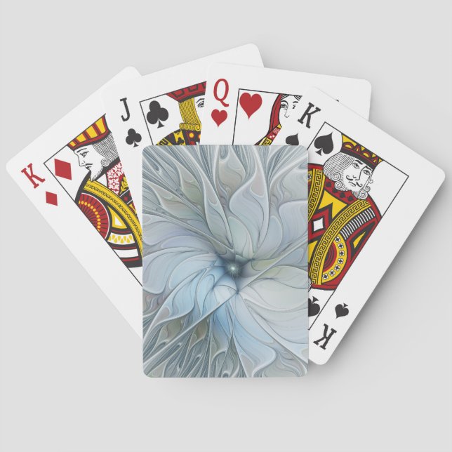 Elegant Beauty Modern Abstract Fractal Art Flower Poker Cards (Back)