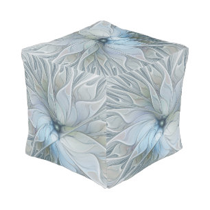Elegant Beauty Modern Abstract Fractal Art Flower Pouf