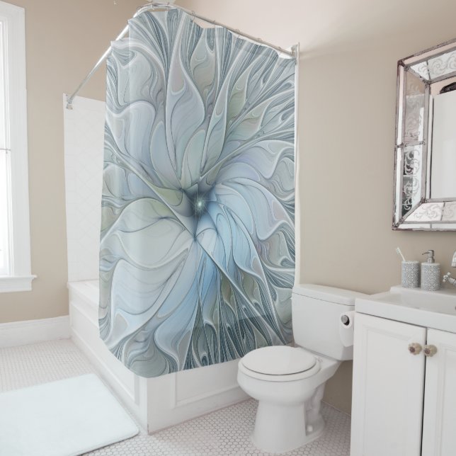 Elegant Beauty Modern Abstract Fractal Art Flower Shower Curtain (In Situ)
