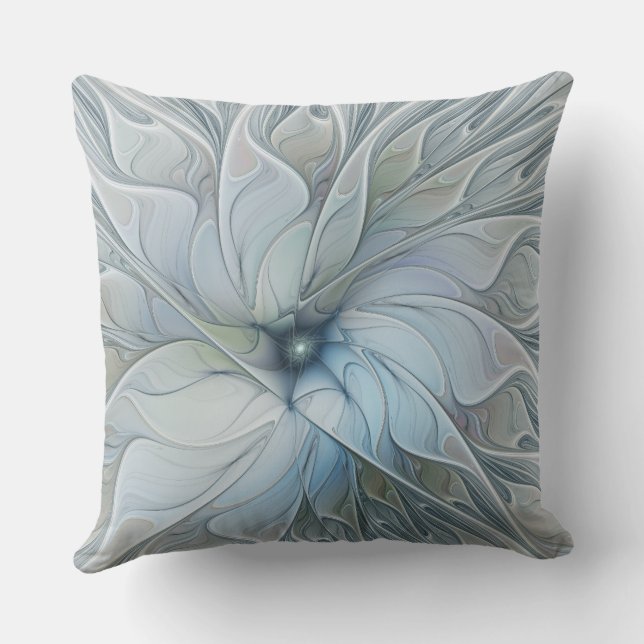Elegant Beauty Modern Abstract Fractal Art Flower Throw Pillow (Back)