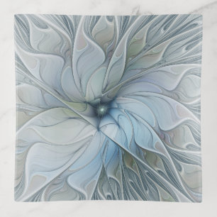 Elegant Beauty Modern Abstract Fractal Art Flower Trinket Tray