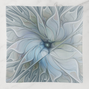 Elegant Beauty Modern Abstract Fractal Art Flower Trinket Tray