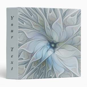Elegant Beauty Modern Abstract Fractal Flower Text 3 Ring Binder