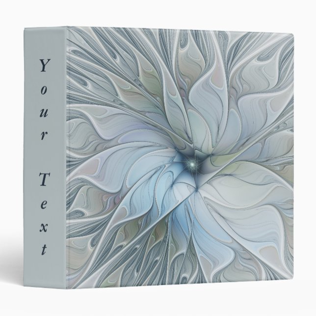 Elegant Beauty Modern Abstract Fractal Flower Text 3 Ring Binder (Front/Spine)