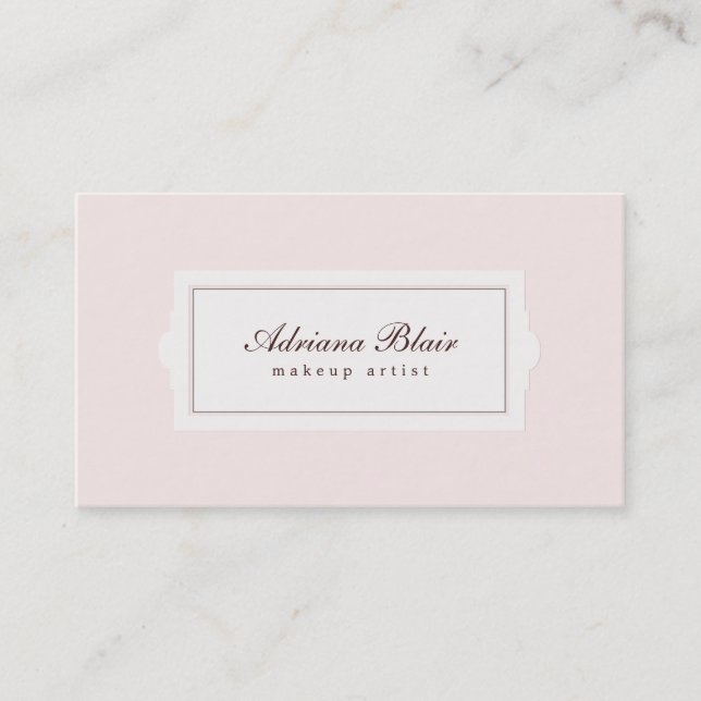 Elegant Beauty Plaque Style Light Pink Business Card (Front)