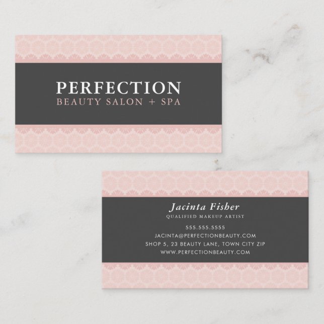 ELEGANT BEAUTY pretty pattern blush pink gray Business Card (Front/Back)