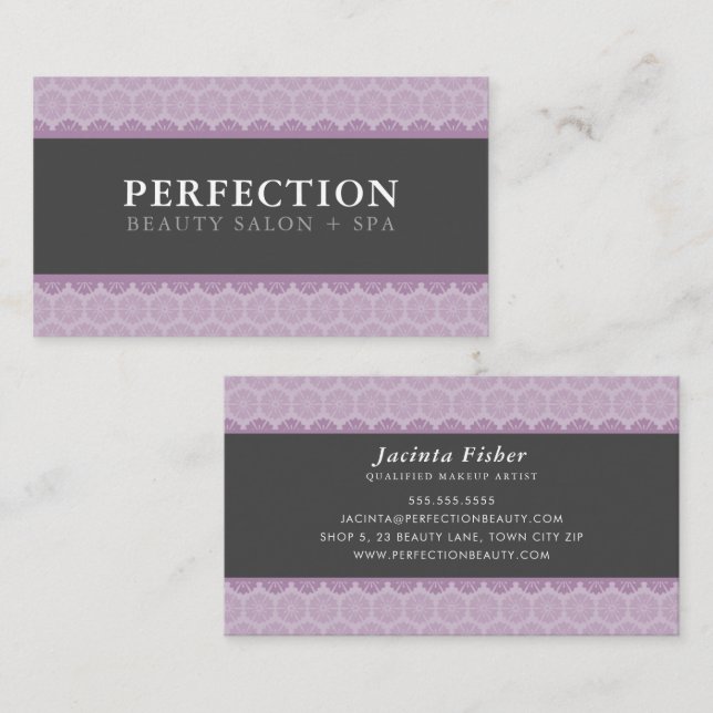 ELEGANT BEAUTY pretty pattern mauve purple gray Business Card (Front/Back)