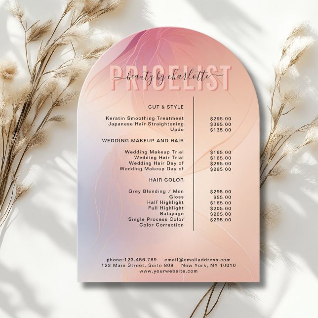 Elegant Beauty Salon Arch Service Price List Invitation (Creator Uploaded)