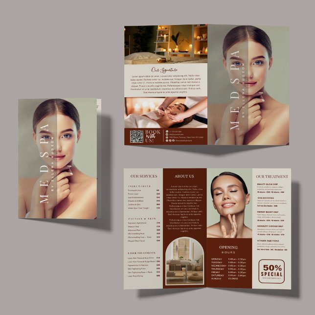 Elegant Beauty Salon Bi-Fold Brochure Template (Creator Uploaded)