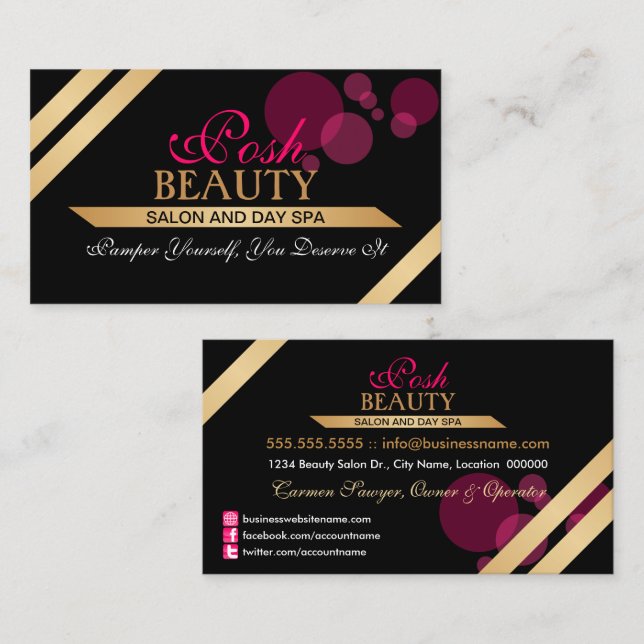 Elegant Beauty Salon Business Card (Front/Back)