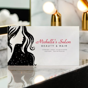  Elegant Beauty Salon & Hair Stylist White Black Business Card Magnet