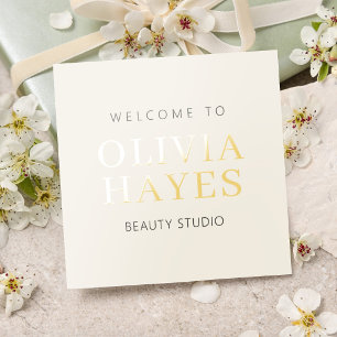 Elegant Beauty Studio Minimal Gold Foil Salon Business Cards