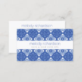 Elegant Beauty Vintage Mediterranean Blue Pattern Business Card (Front/Back)