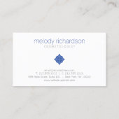 Elegant Beauty Vintage Mediterranean Blue Pattern Business Card (Back)