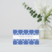Elegant Beauty Vintage Mediterranean Blue Pattern Business Card (Standing Front)
