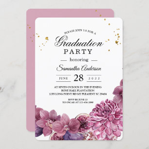 Elegant Beauty Watercolor Pink & Purple Orchids Invitation