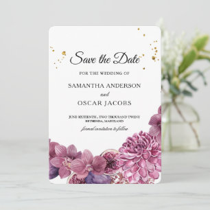 Elegant Beauty Watercolor Pink & Purple Orchids Save The Date