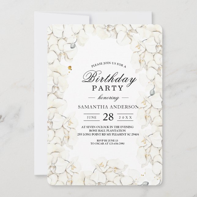 Elegant Beauty White Orchids Frame Invitation (Front)