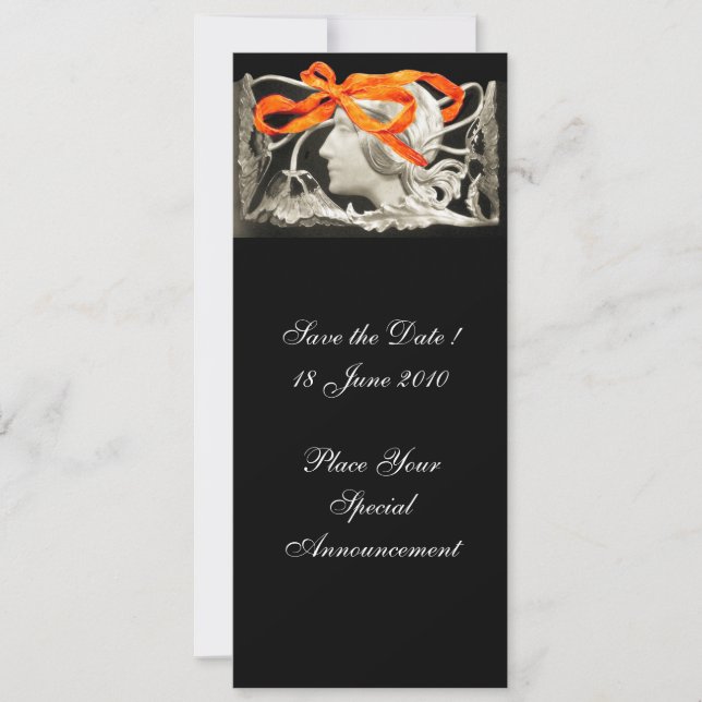 ELEGANT BEAUTY / WOMAN WITH RED BOW AND FLOWERS INVITATION (Front)