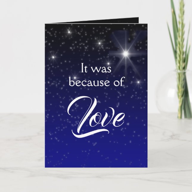 Elegant Because of Love Scripture Christmas Card (Front)