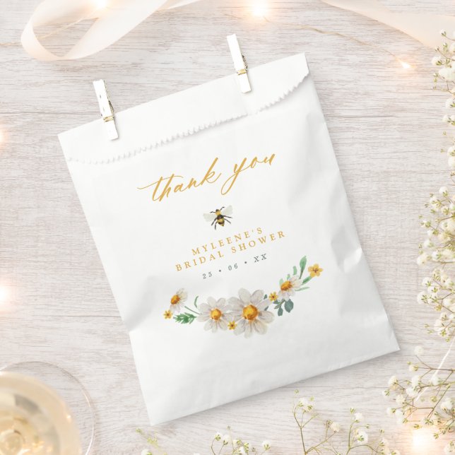 Elegant Bee and Daisies Bridal Shower Favor Bag (Clipped)