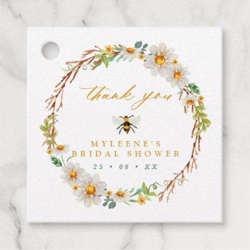 Elegant Bee and Daisies Bridal Shower Favor Tags