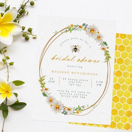 Elegant Bee and Daisies Bridal Shower Invitation