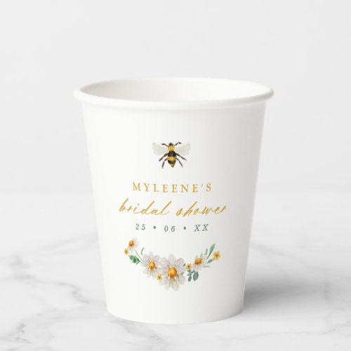 Elegant Bee and Daisies Bridal Shower Paper Cups