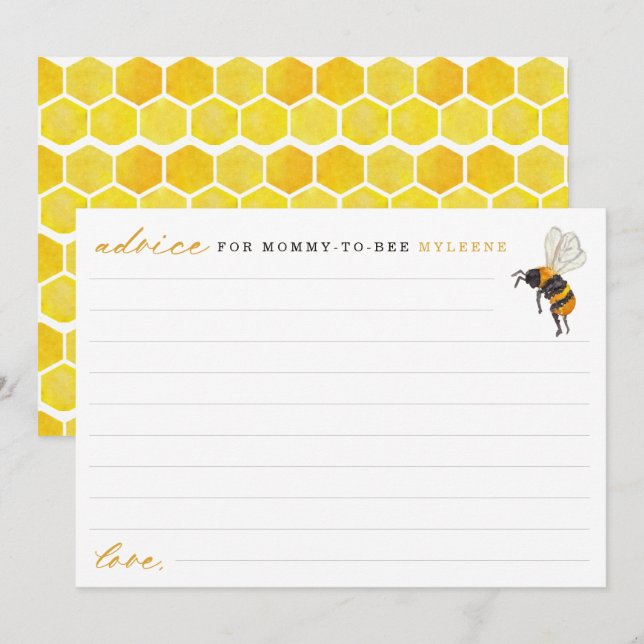 Elegant Bee and Honeycomb Baby Shower Advice (Front/Back)