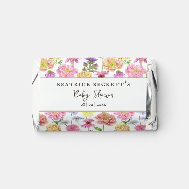 Elegant Bee and Wildflower Baby Shower Hershey's Miniatures (Front)
