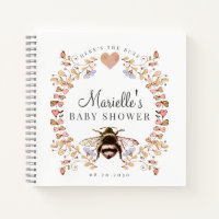 Elegant Bee Floral Heart Baby Shower Guest Notebook