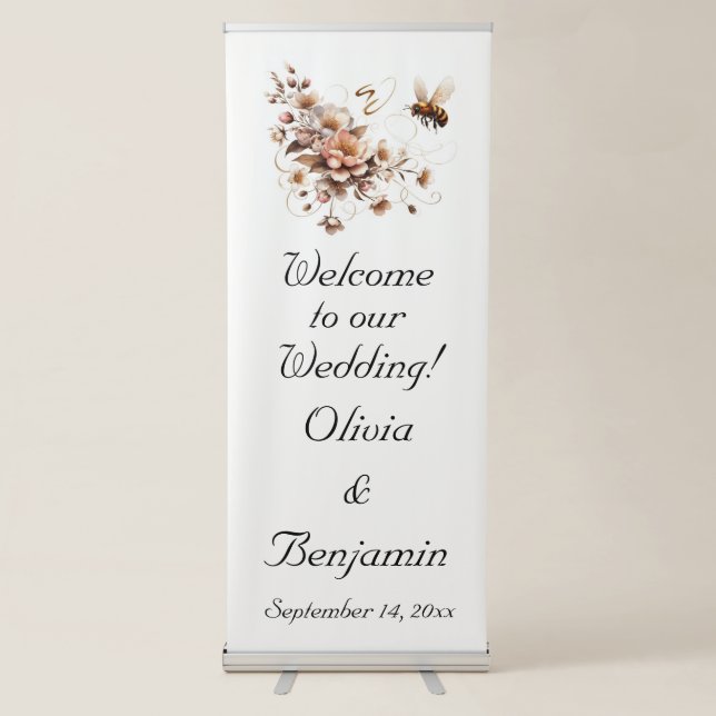 Elegant Bee & Floral Wedding Banner (Front)