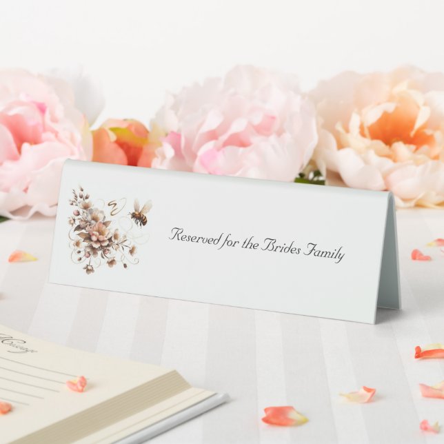 Elegant Bee & Floral Wedding Reserved Table Sign (In SItu (Wedding))